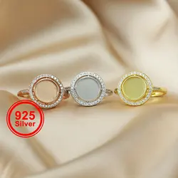 Keepsake Mother Milk Resin Ring Settings Round Solid Back 925 Sterling Silver Gold Plated 8MM Halo CZ Stone Ring Bezel 1210092