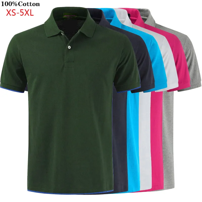 100% Cotton Top Quality 2022 Summer New Men\'s Polos Shirts Plus Size XS-5XL Solid Color Short Sleeve Polos Homme Lapel Male Tops