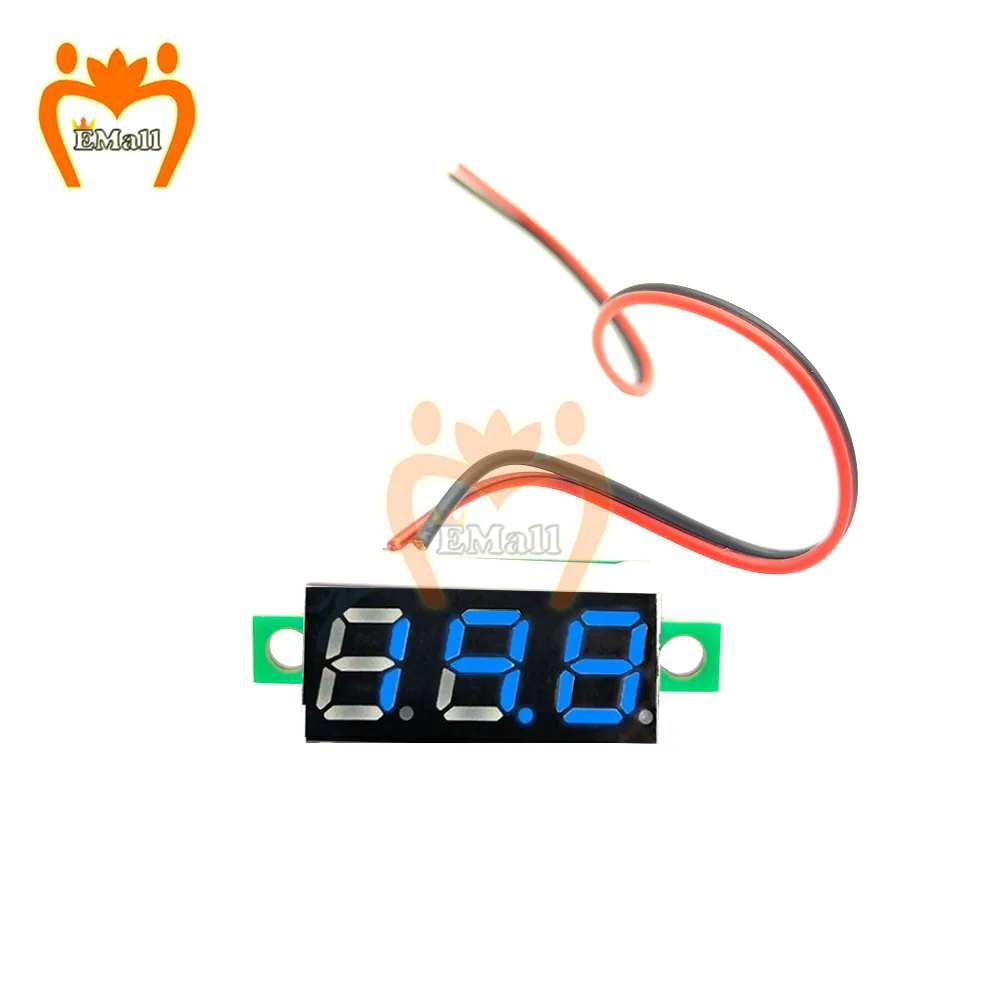 0.56นิ้ว DC0-100V ดิจิตอลโวลต์มิเตอร์ Blue LED แสดงแรงดันไฟฟ้าเมตรเครื่องตรวจจับ