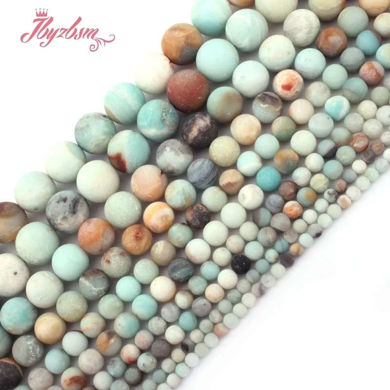 4,6,8,10mm Round Amazonite Multicolor Frost Beads Loose Natural Stone Beads For DIY Necklace Bracelets Jewelry Making Strand 15\