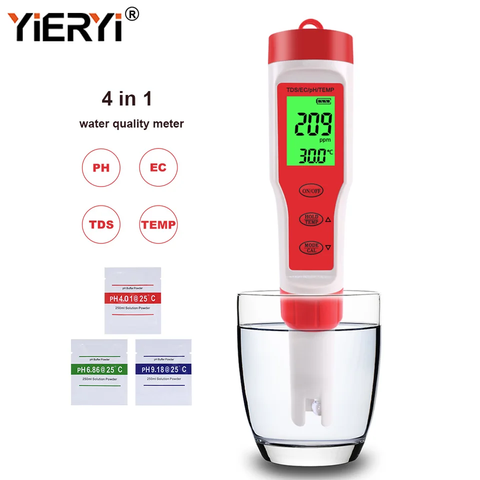 PH Messgerät 2 in 1 Temperatur Tester Monitor Wasserqualität 0-14 PH, Digitaler Wert Messgerät Mit LCD für Pool, Spa, Labor, Schwimmbäder, Aquarien