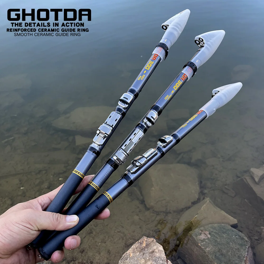 GHOTDA High Carbon 1.5M-3.0M Fishing Rod Spinning Portable Telescopic Spinning Rod Ultralight Rock Fishing Rod