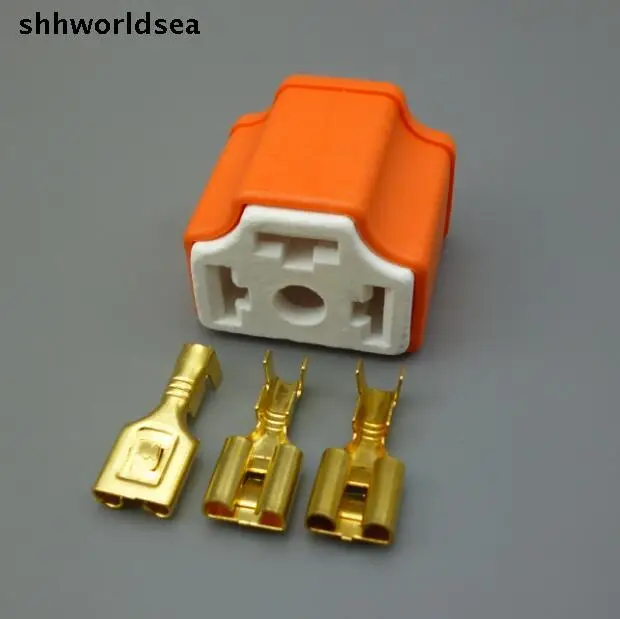 

worldgolden 5/10/50/100sets H4 9003 7.8mm 3 way ceramic socket cover and terminal bulb socket 3P 3PIN