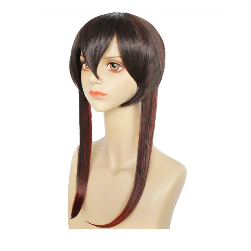 Genshin Impact Hutao HuTao Cosplay Women Girl 110cm Long Wig Brown Double Ponytail Wigs Heat Resistant Synthe Halloween Headwear