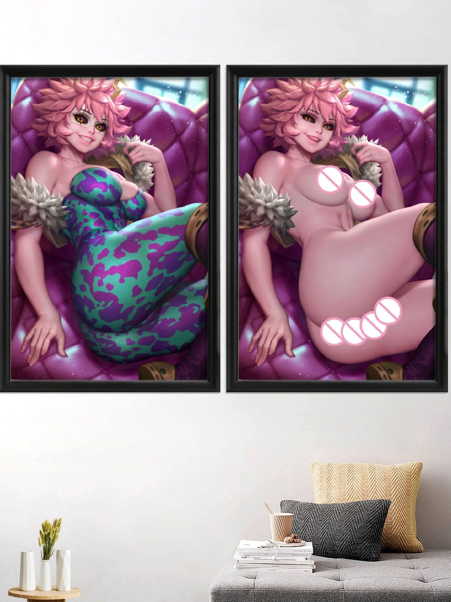 Mina Ashido Kawaii Sexy Nude Girl Cartoon Anime Art-Poster Custom Wall Decor Prints Living-Bedroom Home Silk