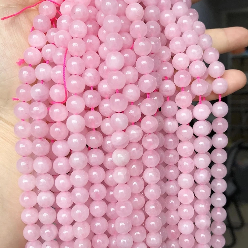 Cuentas de piedra Natural de cuarzo rosa, cuentas redondas sueltas de 15 ", 4/6/8/10/12/14mm, cristal rosa para hacer pulseras, collares y joyas