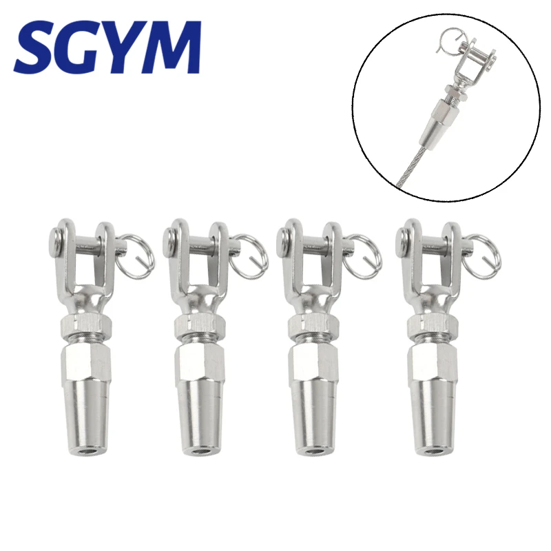 

4pcs 316 Marine Grade Stainless Steel Swageless Fork Terminal For 3mm Wire Rope Railing Rope Terminal Fitting