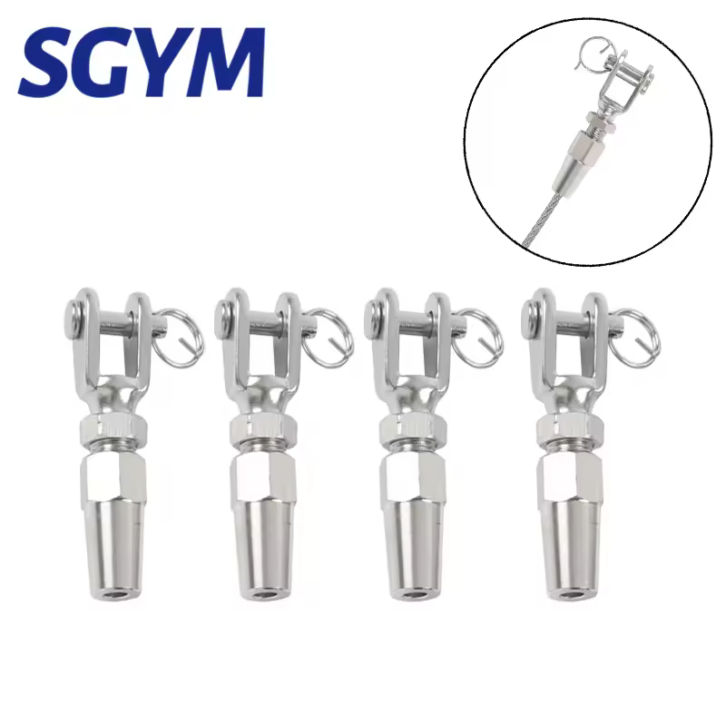 4pcs 316 Marine Grade Stainless Steel Swageless Fork Terminal For 3mm Wire Rope Railing Rope Terminal Fitting