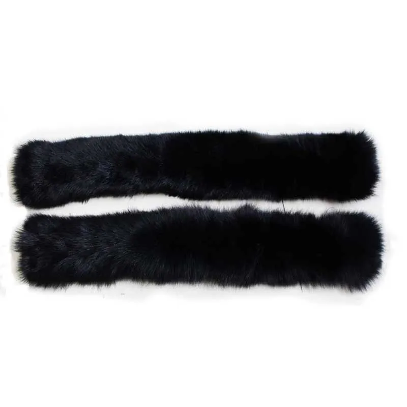 Linhaoshengyue-Real Fox Fur Collar, Gray, Red, White, Black Wool Hats, 70cm Lenght