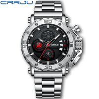 CRRJU 2022 Stainless Steel Watch for Men with Large Dial Quartz Men Watches Fashionable Luxury Business Watches for Men Watches