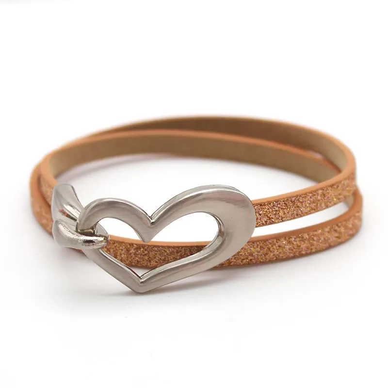 TOTABC Newest Design Black Simple love Leather Charms Bracelet for Women Simple Blank Design Amazing Width Bracelet & Bangle