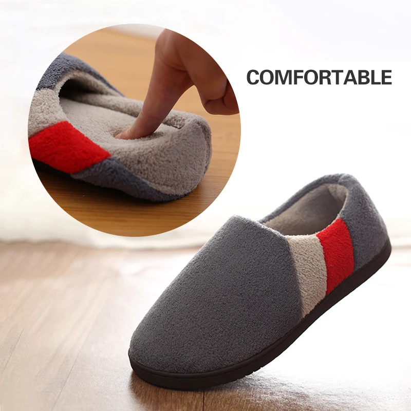 Men Cotton Slippers Home Memory foam Winter Indoor Slippers Male Comfy Flock Non-slip House Shoes For Men Big size 4748