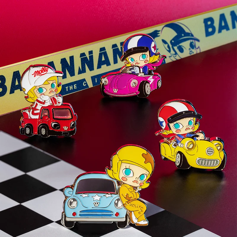 Pop mart molly carro série-blind box crachá expressando amor série caixa cega bonito ação kawaii brinquedo figuras