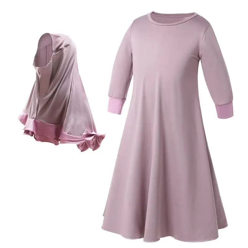 Kids \'Ramadan Oração Garment Set, Girls\' Abaya, muçulmano Hijab, vestidos islâmicos, Kids \'Maxi Dress, vestidos para crianças, Kafan Robe, roupas