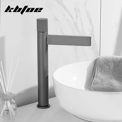 Gun Gray Bathroom Basin Faucet Waterfall Spout Hot Cold Mixer Sink Tap Single Handle Deck Mounted Brass Modern Crane Wash Tap