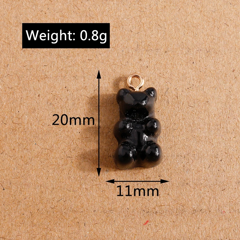 30pcs 11*20mm Candy Colors Cartoon Bear Charms for Cute Drop Earrings Pendants Necklaces Bracelets DIY Handmade Jewelry Findings