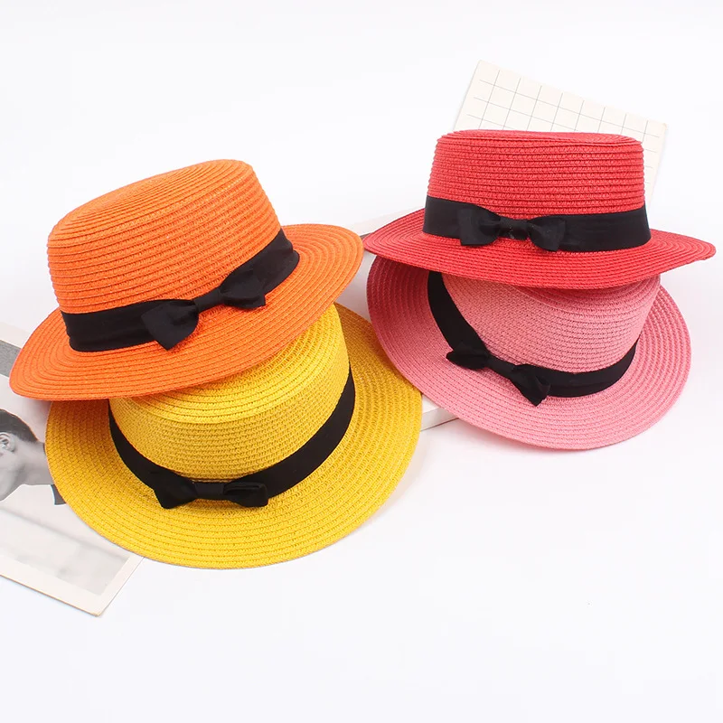 W69 Hat Men And Women Spring And Summer England Retro European And American Bow  Top hat Sunscreen  Beach Hat