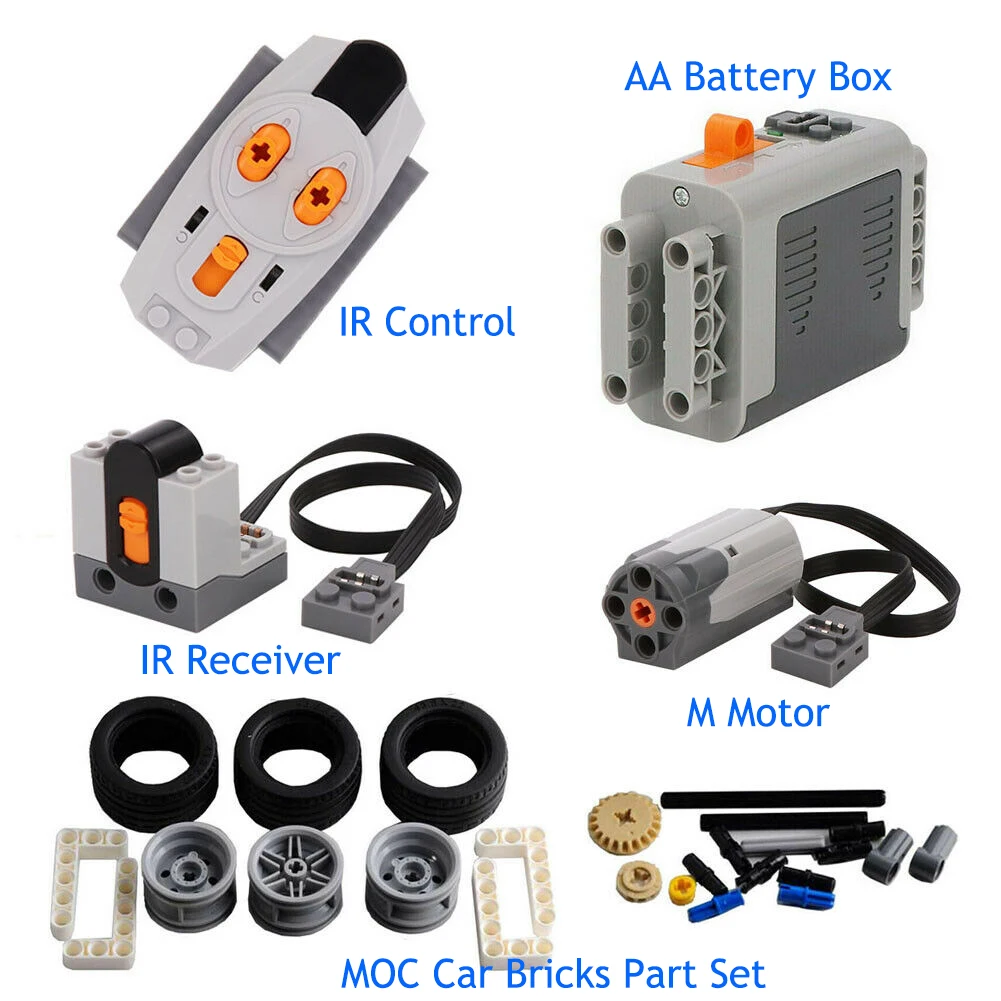 Blocks Technical Parts MOC Car Set AA Battery Case 8881 M Motor IR Remote Control Receiver for legoeds Power Functions