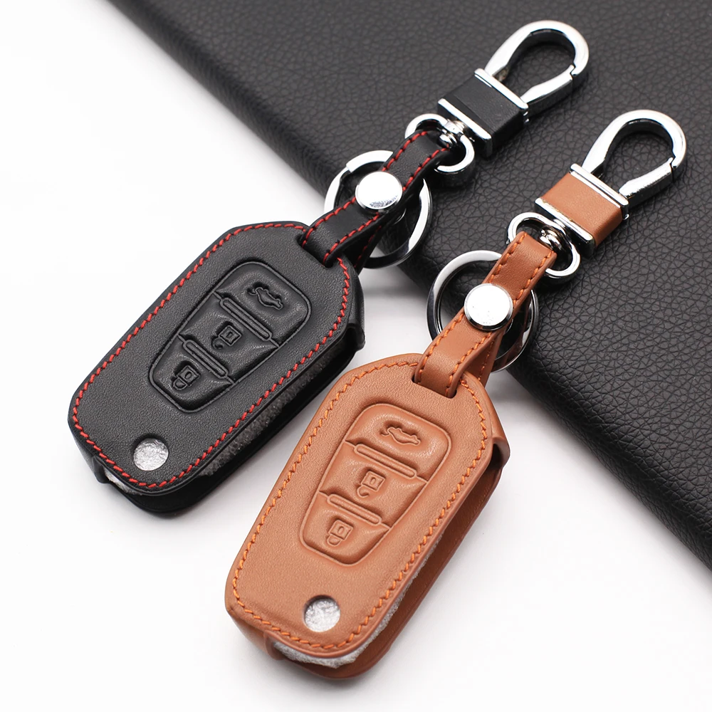 For LiFan X60 3 buttons folding high quality leather remote control key cover case protection bag Auto Car Accessories