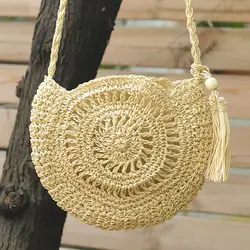 Verão sacos de palha para as mulheres artesanal borla praia sacos rattan tecido bolsas bohemia oco para fora férias ombro crossbody sacos