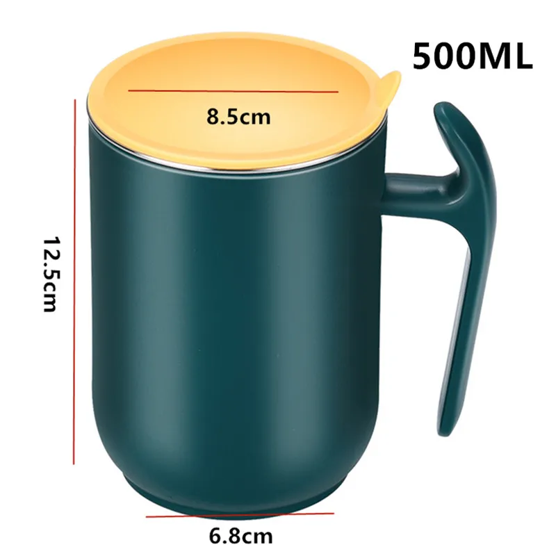 304 Stainless Steel Mug with Lid, Water Cup, Household Tea Cup, Large-Capacity Coffee Cup, Double-Layer Breakfast Cup, Couple