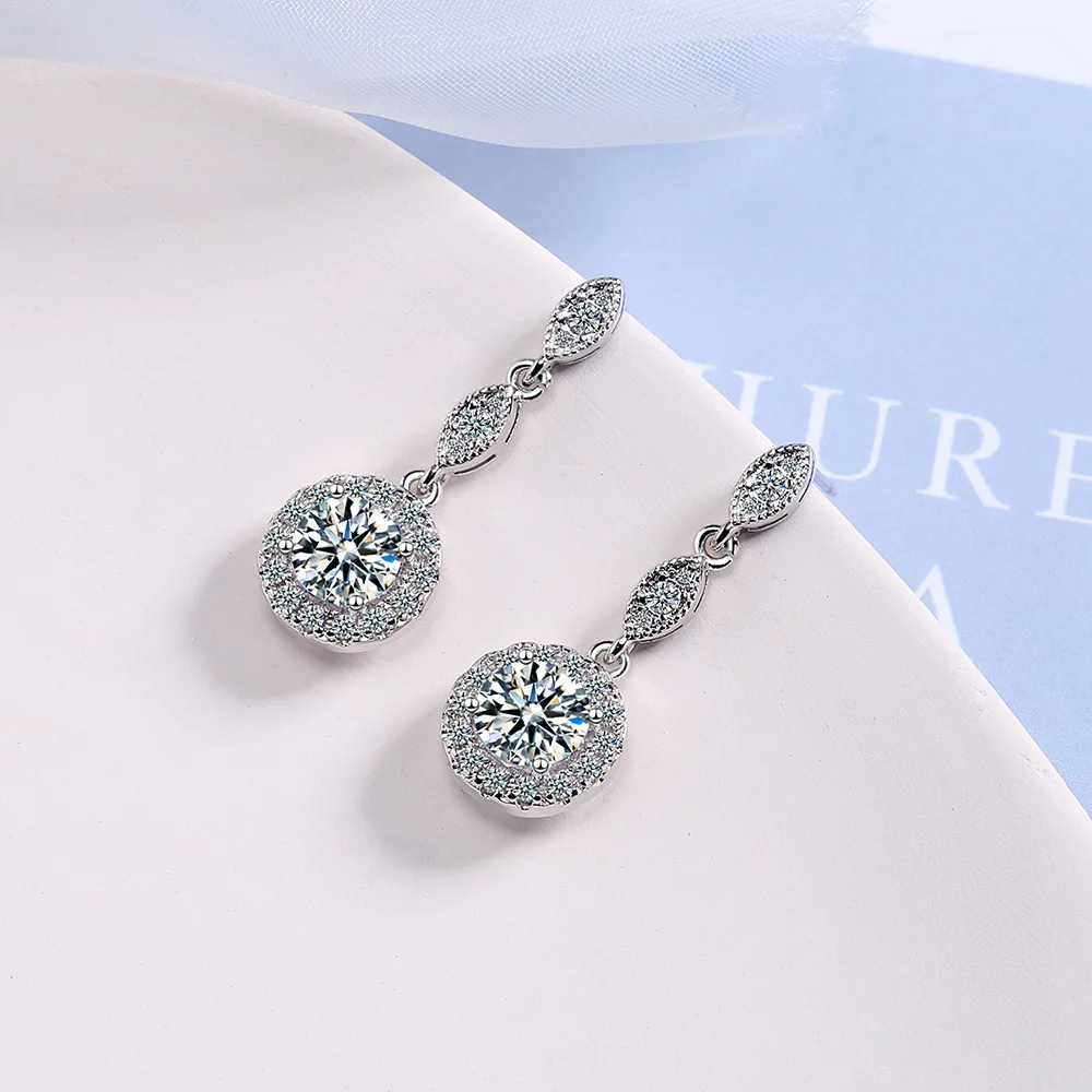 New Arrival 925 Silver Needle Trendy Water Drop Shine Cubic Zirconia Ladies Tassel Stud Earrings Jewellery Gifts Cheap image 5