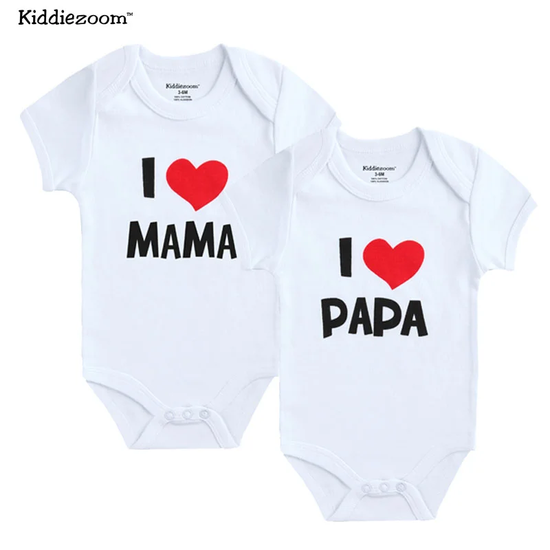 

Newborn Bodysuit 2Pcs/lot Cotton I Love Papa Mama Design Printing Summer Bodys Clothing Jumpsuit Brief Baby Clothes Ropa Bebe