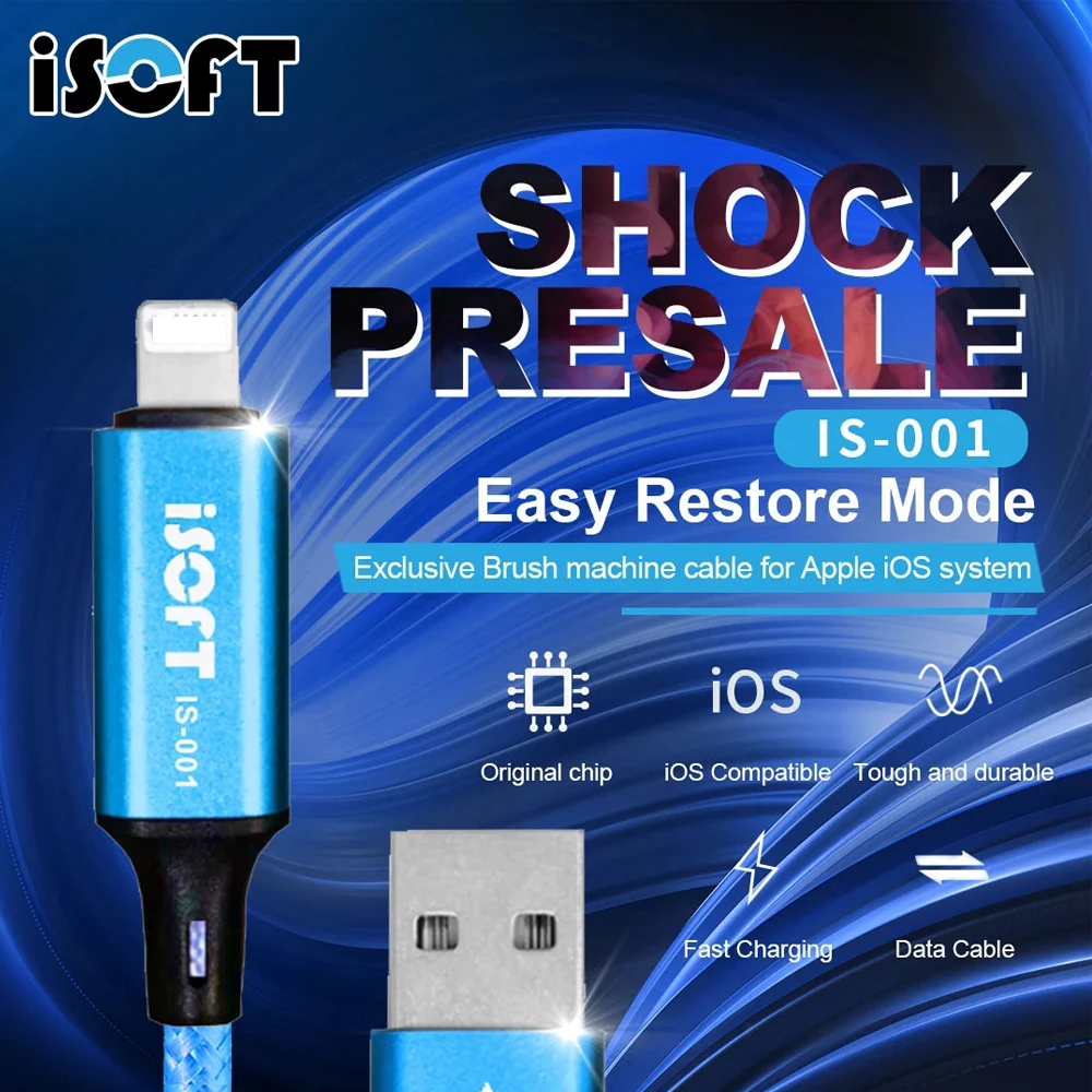 ISOFT IS-001 Easy Restore Mode Exclusive Brush machine cable for IPhone IPad iOS system Fast Charging Data Cable Sunshine tools