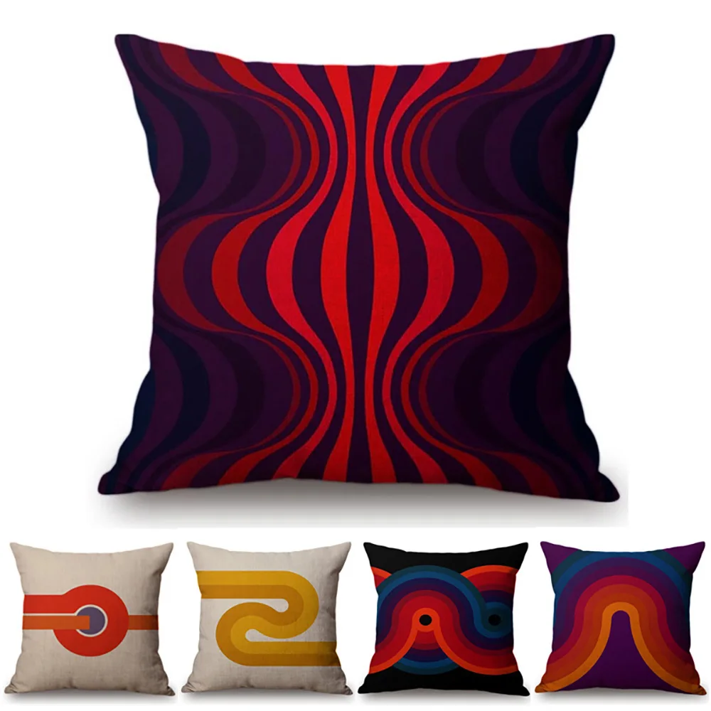 

Nordic Geometric Rainbow Wave Print Cushion Cover Throw Pillow Cover Colorful Geometry Home Decoration Sofa Chair Pillow Case