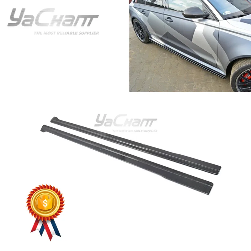 Car-Styling Carbon Fiber Side Skirts Fit For 2015-2017 RS6 C7 Maxton Style Side Skirts Extension Underboard