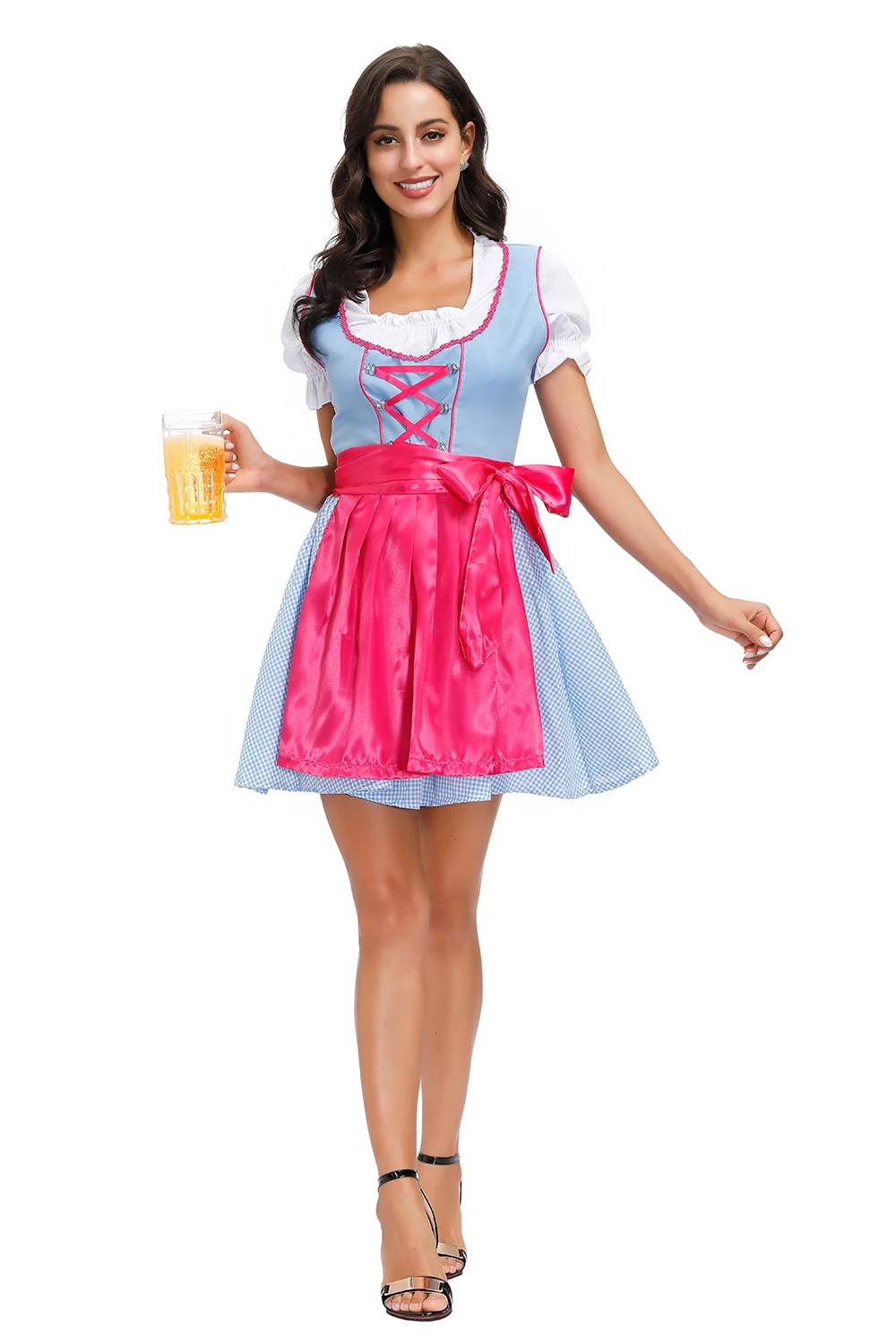 Disfraz de Oktoberfest alemán para mujer, vestido Dirndl de sirvienta de cerveza tradicional bávaro, traje de fiesta de Cosplay de Halloween