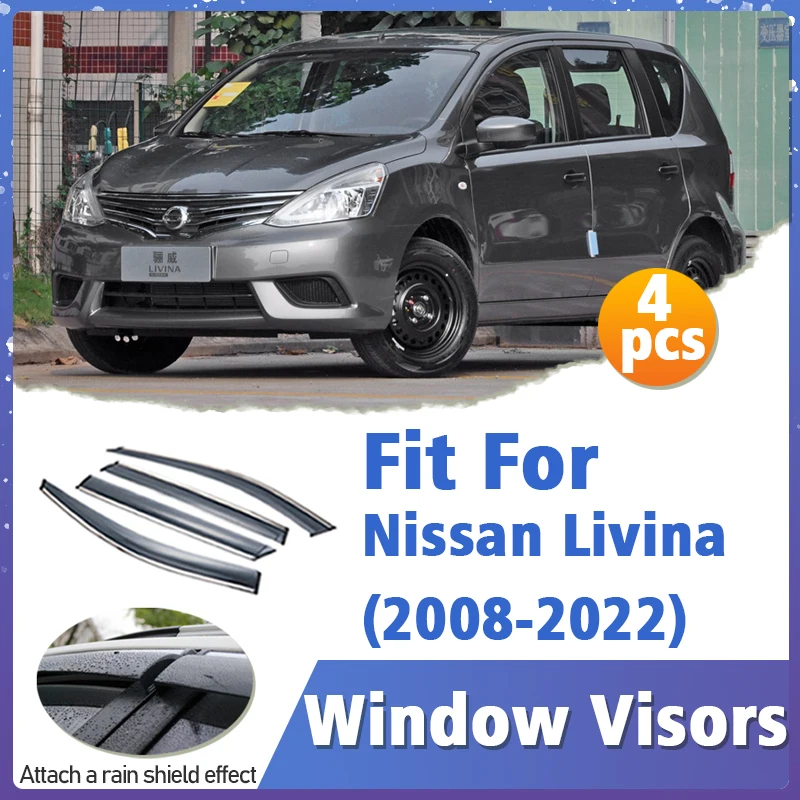 

Window Visor Guard for Nissan Livina 2008-2022 Vent Cover Trim Awnings Shelters Protection Sun Rain Deflector Auto Accessories