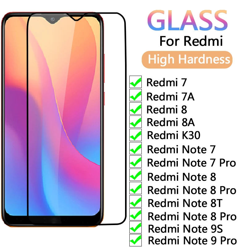 9H Protection Glass For Xiaomi Redmi 9A 9C 7A 8A  K20 K30 Pro K30i Screen Protector Redmi Note 8T 9S 7 8 9 Pro Max Glass Film