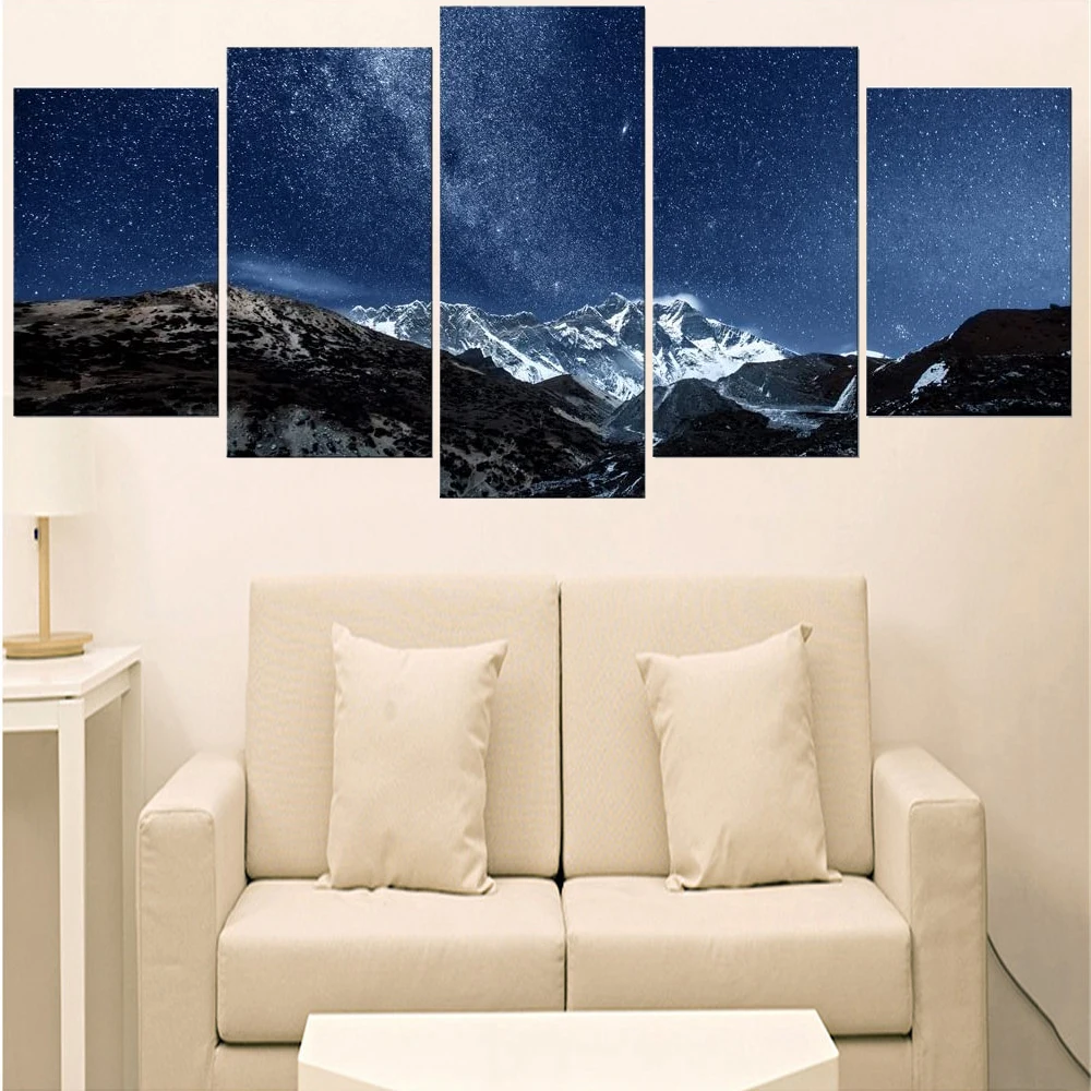 

Wall Art Canvas Paintings 5 Piece Landscape Pictures Snow Mountain Posters Modern Home Decor Living Room Decoration Frames