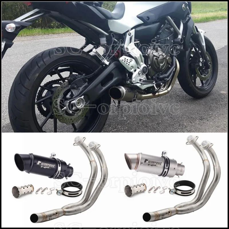 MT FZ 07 Slip-on Motorcycle Full Exhaust System Muffler Pipe For YAMAHA XSR700 2016-2020 MT07 FZ07 FZ-07 MT-07 Tracer 2014-2021