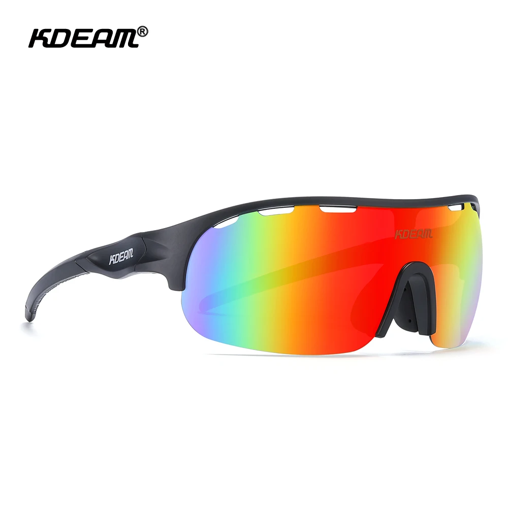 KDEAM Large Size Sports Sunglasses Men Polarized 1.2mm Thickness Lens Outdoor Goggles Reduce Wind Resistance Key-Hole Designed