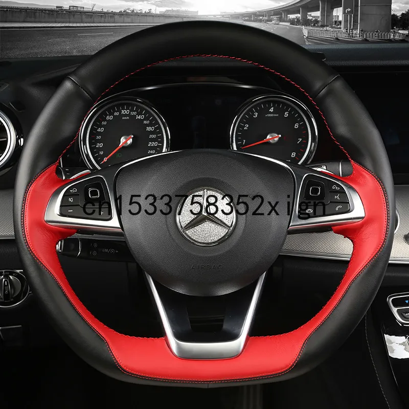 DIY Hand-stitched Genuine Leather steering wheel cover For BenzE-class e300l E260 GLC c260l C200 gle GLB s class car accessories