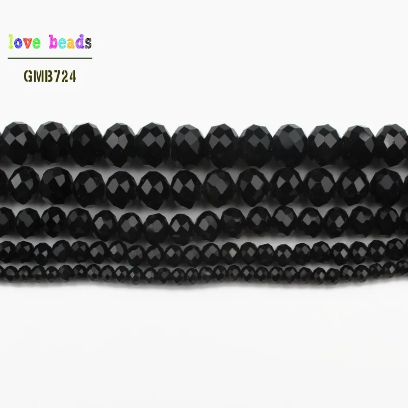 Faceted Black Glass Crystal Rondelle Spacer Beads 4/6/8/10/12/14mm Jewelry Making Diy Jewelry Accessories Jewelry Findings