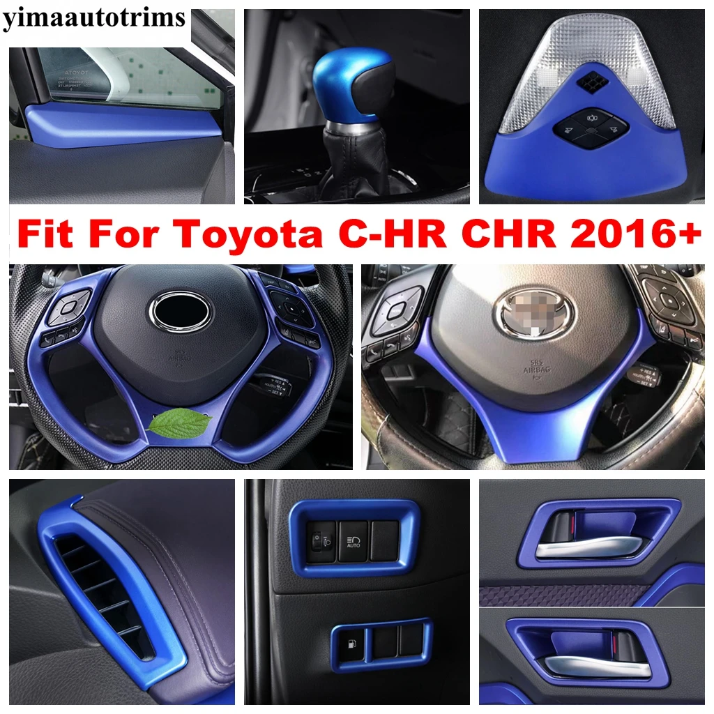 

Blue ABS Accessories Fit For Toyota C-HR CHR 2016 - 2022 Front Triangle Pillar A Decor / Gear Shift Knob Head Handle Cover Trim