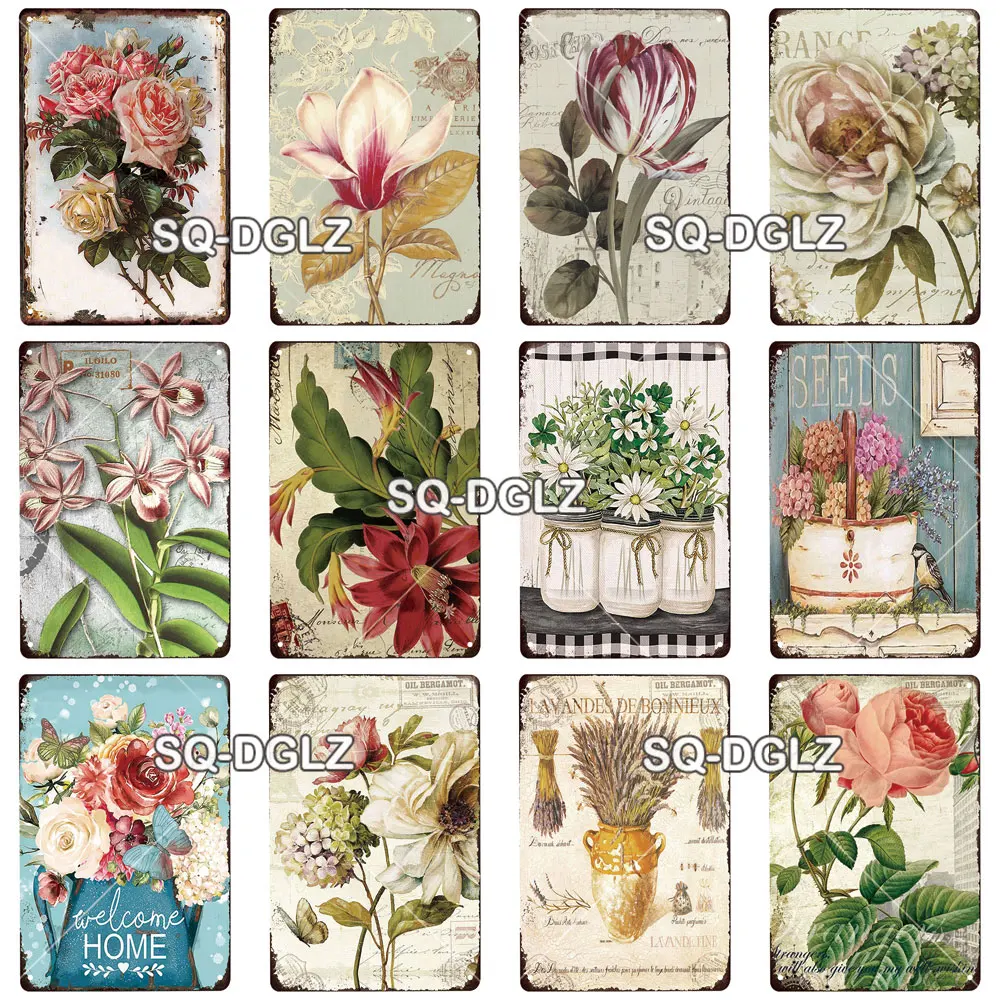 Flower Vintage Metal Sign Tin Sign Vintage Garden Decoration Man Cave Plaque Home Wall Decor Bar Sign Home Decor Poster Gift