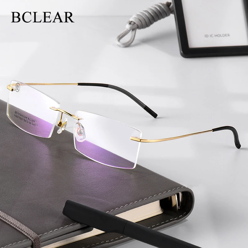 

BCLEAR Optical Fashion Rimless Glasses Frame Memory Titanium Eyeglasses Prescription Ultralight Flexible Frames High Quality New