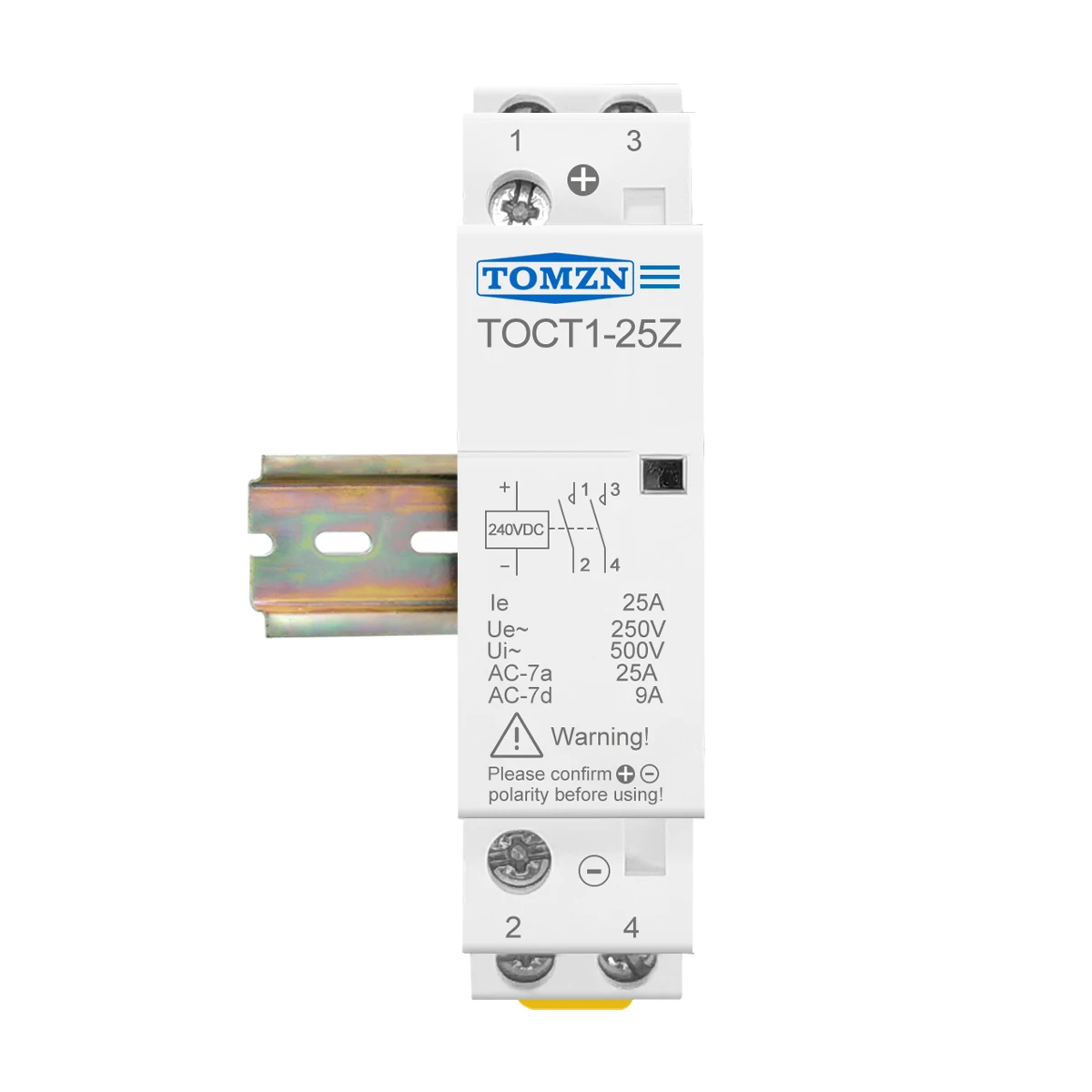 TOCT1 2P 25A DC 12V 24V coil 220V/230V 50/60HZ Din rail Household ac Modular contactor 2NO or 1NO 1NC
