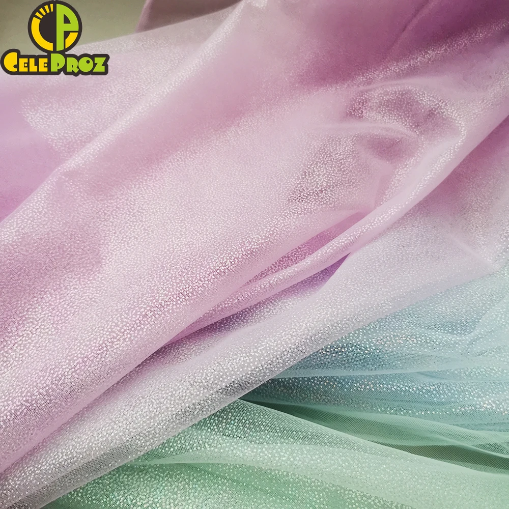 1Meter Glitter Tulle Fabric Soft Illusory Rainbow Color Mesh Material For DIY Baby Girl Skirt Headband Handmade Sewing Accessory