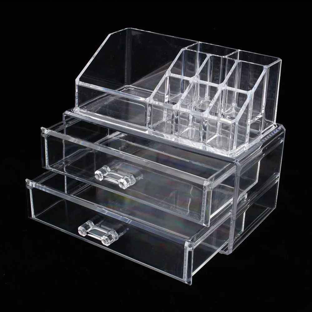 

Transparent Plastics Box Clear Acrylic Makeup Jewelery Organizer Display Cosmetic Storage Case Drawers Holder Make Up Box Tools