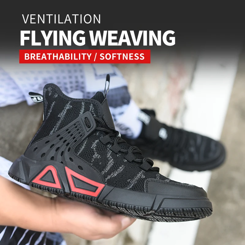 Men's Anti-puncture Workplace Safety Work Boots Outdoor Work Sneakers Anti Smashing Security Steel Toe Breathable Lightweight