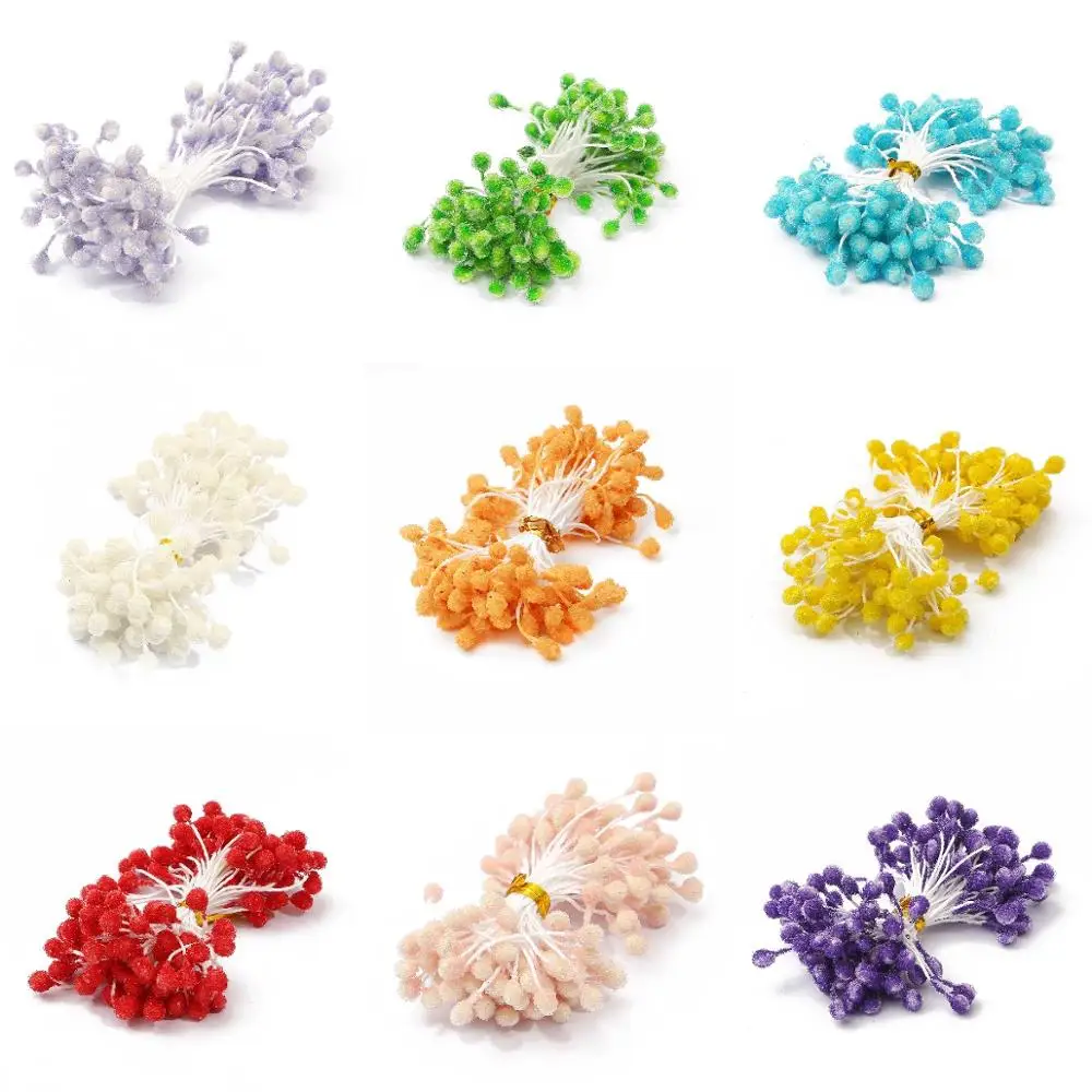 

70pcs Artificial Mini Pearl Flower Stamen Pistil 5mm Floral Stamen Double Head Bud Bouquet DIY Wedding Decoration Craft Supplies