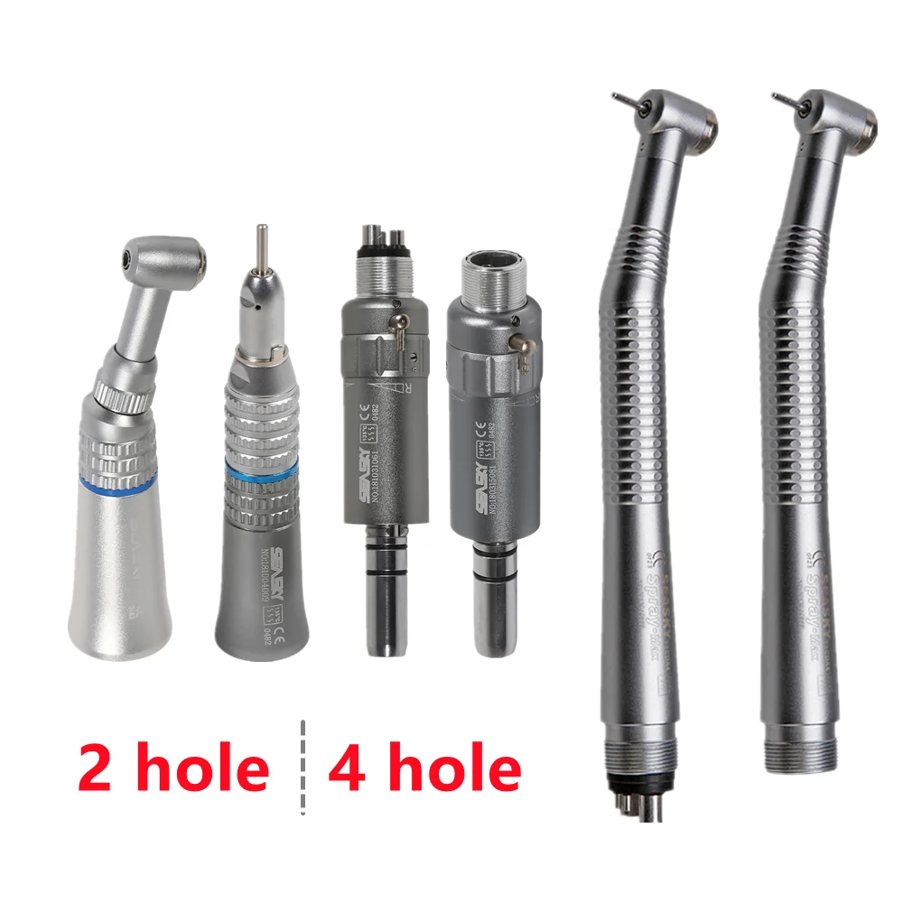 Dental 2/4 Hole Motor 1:1 Ratio Contra Angle Straight Conenose High/Low Speed Handpiece External Spray Push Button For 2.35 NSK