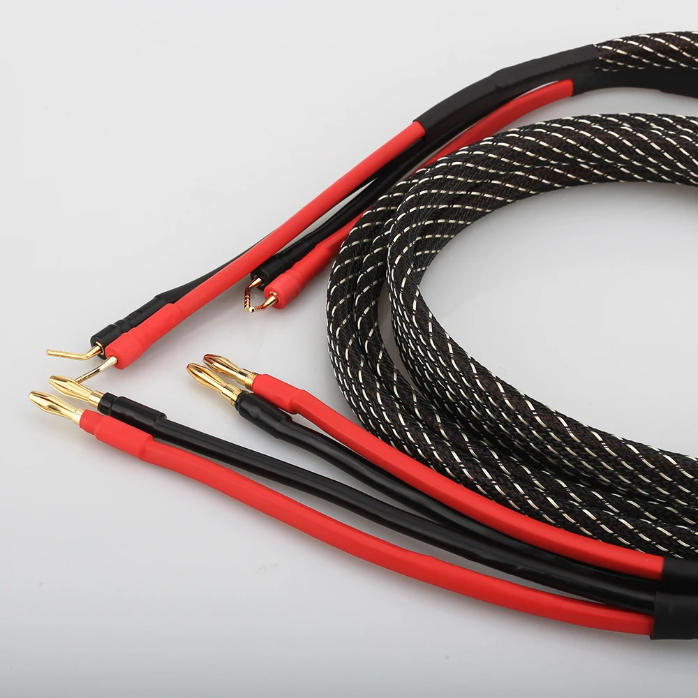 ペア純銅スピーカーケーブル HIFI バナナプラグにピンプラグスピーカーケーブルセンターオーディオスピーカーケーブル