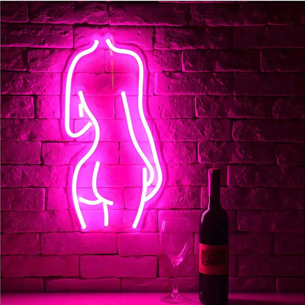 Lady Back LED Neon Sign Lamps Art Beer Bar Pub Club KTV Snack Poker Casino Rule Bar Beer Shop Decorative Lamps (Pink)