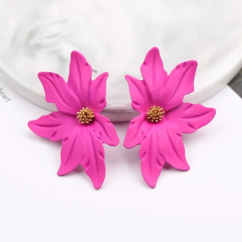 Gorgeous Rose Red Color Flower Bear Butterfly Drop Earrings for Women New Summer Geometric boucle d\'oreille Cute Wedding Jewelry